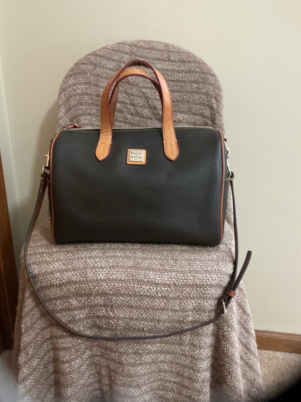 Dooney & Bourke Olivia Coated Cotton with leather trim and handles